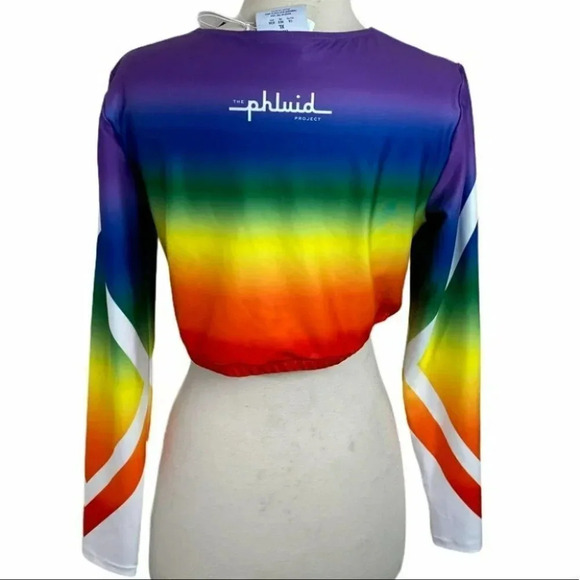 Champion XL Rainbow Pride leader Phluid Cheer crop‎ long sleeve top - Picture 3 of 5